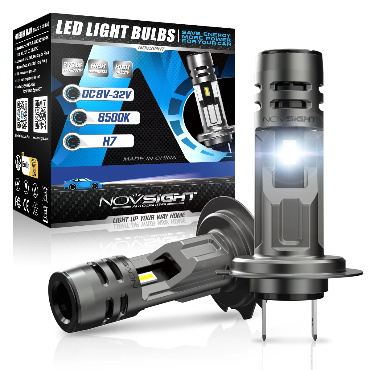 Led Headlight 6500K White 12000Lm - NOVSIGHT H7 LED-koplamp 1:1 mini-formaat koplamp