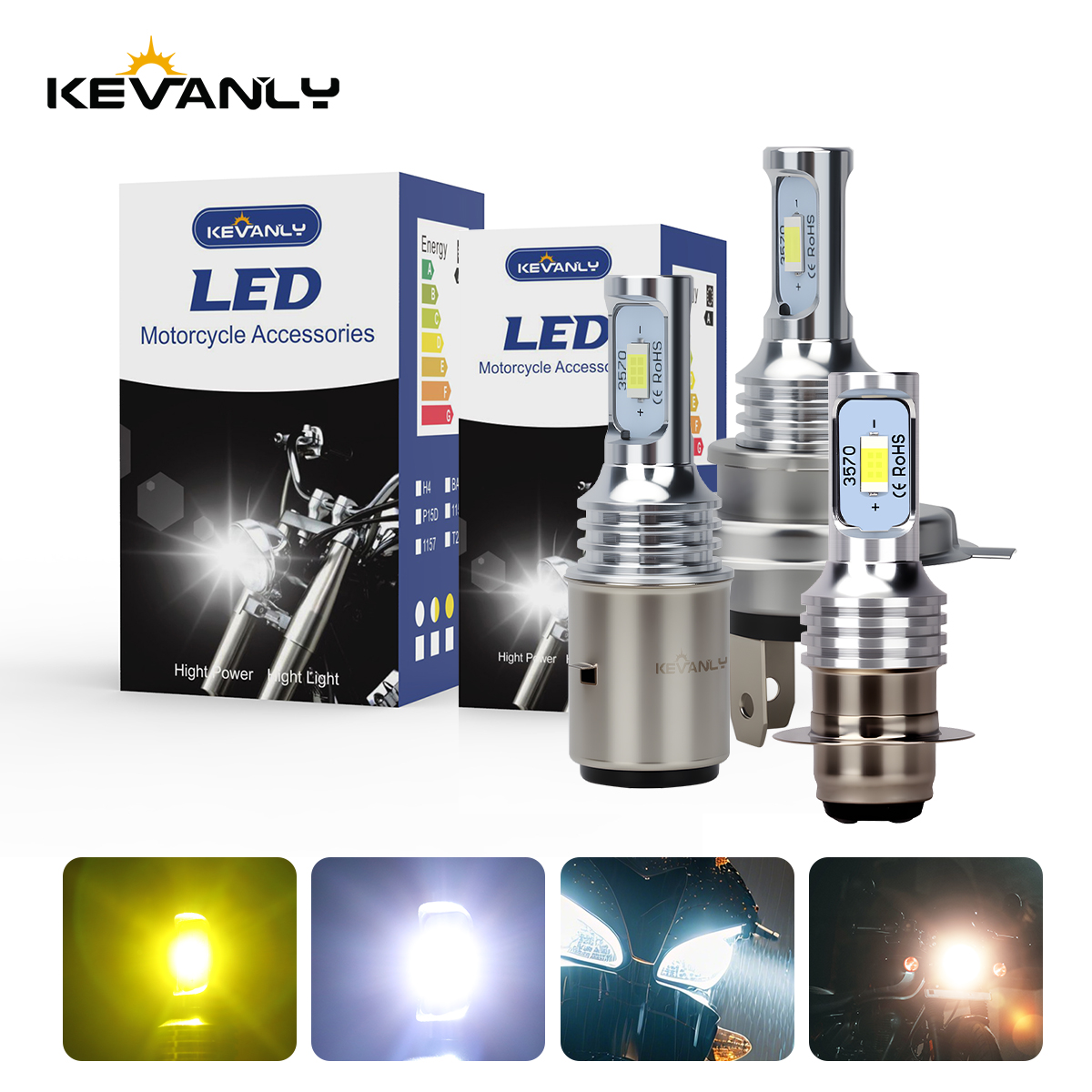 Motorcycle Led Headlight Bulb H4 - 1x H4 LED motorfiets koplamp P15D