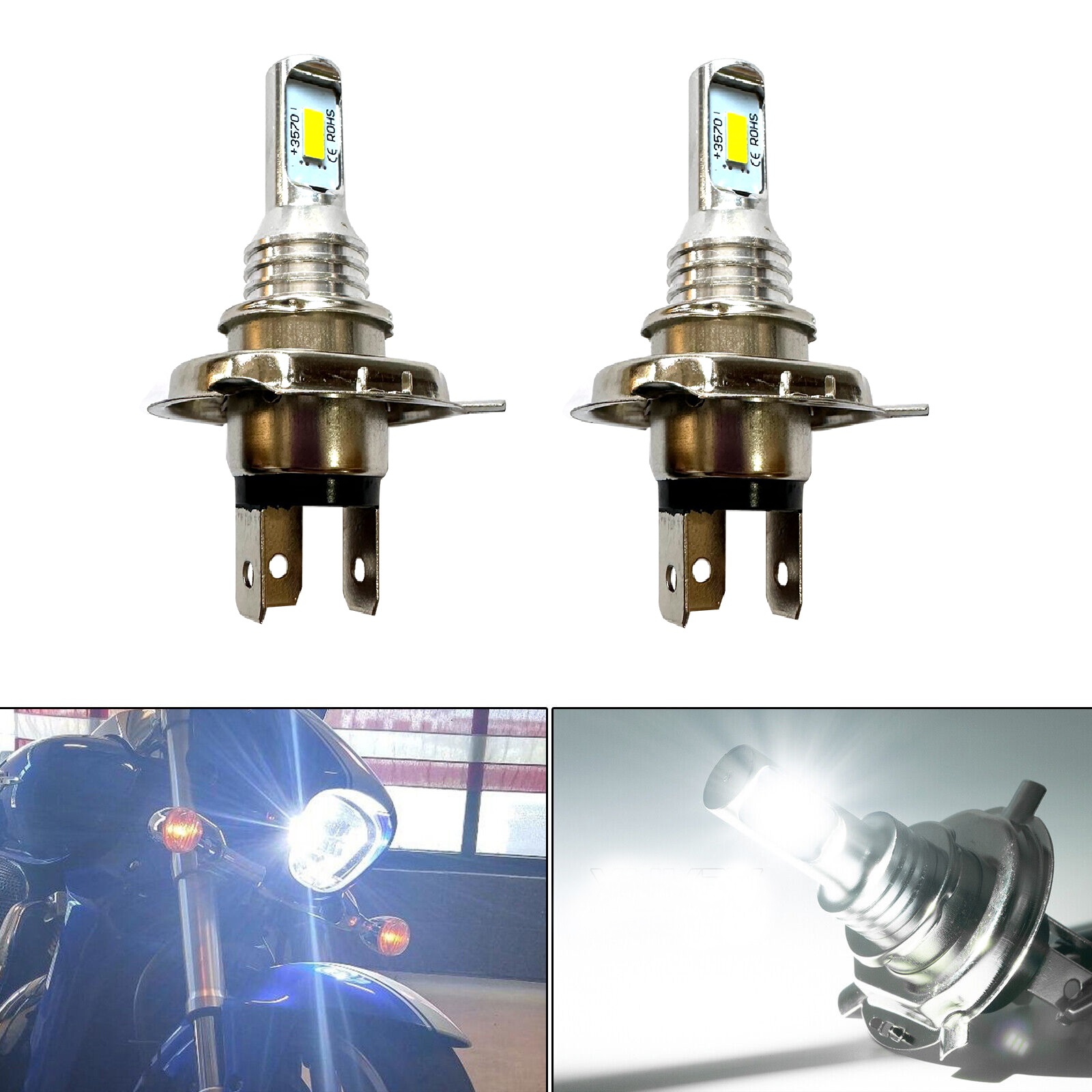 Motorcycle Led Headlight Bulb H4 - H4 12v Led Xenon Wit Canbus
