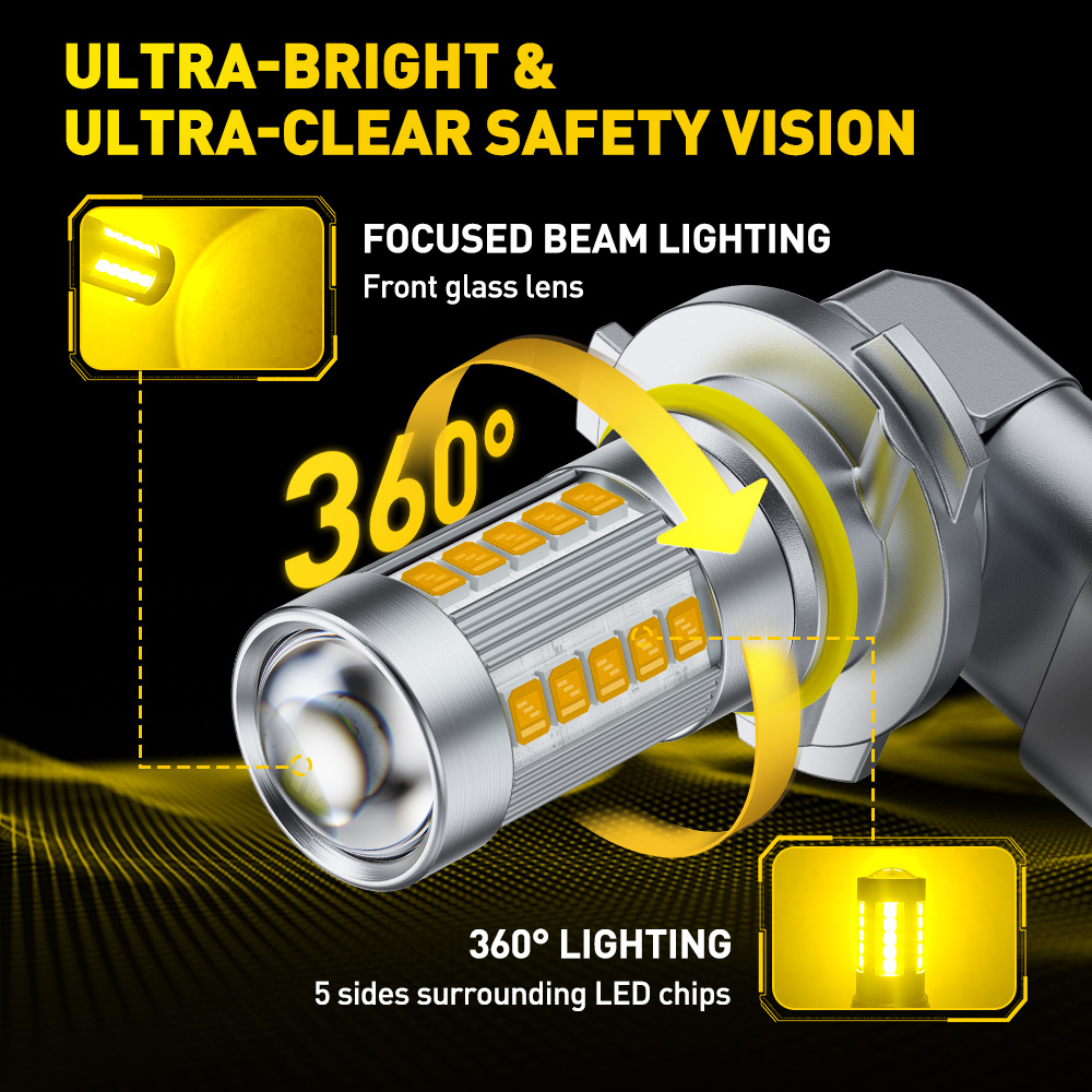 2 stuks AUXITO 9006 HB4 LED Ge - Led Fog Light H11 3000K Yellow recensie en prijs