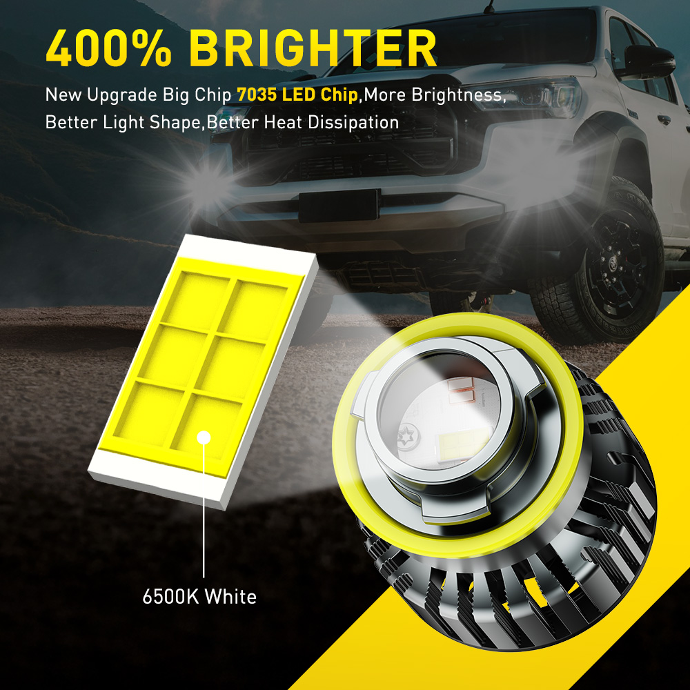 2 stuks AUXITO Laser Lens Auto - Led Fog Light H11 3000K Yellow recensie en prijs