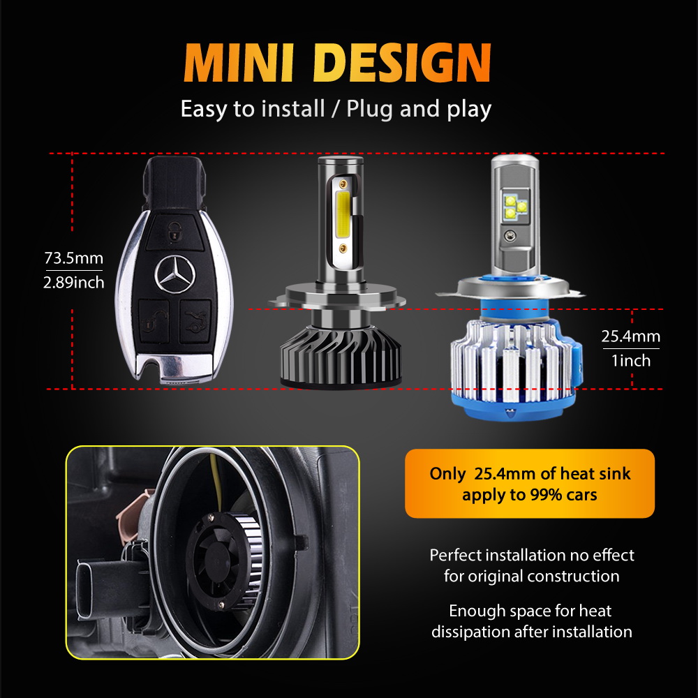 Infitary H7 H4 LED-autolampen, - Led Headlight 6500K White 12000Lm recensie en prijs