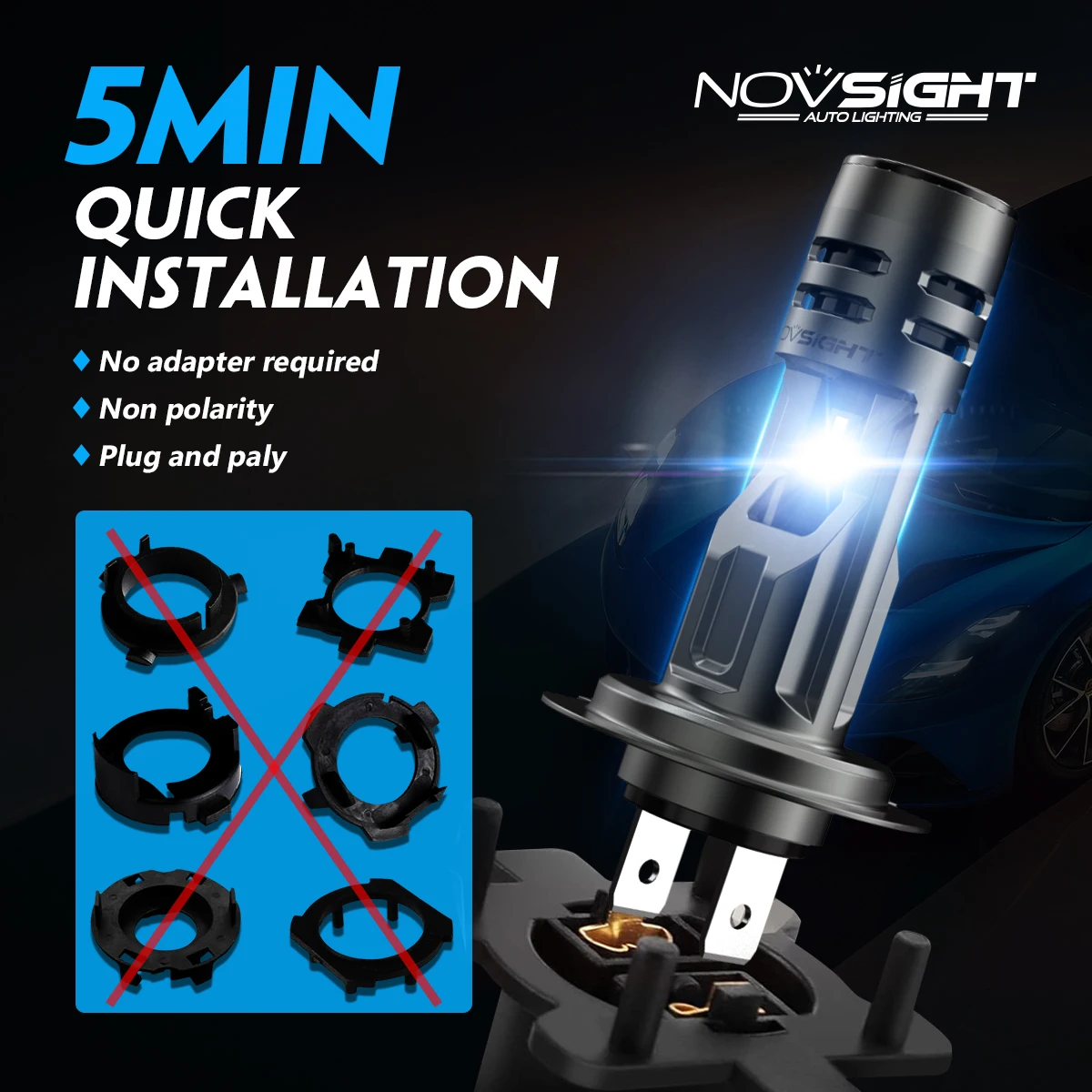 NOVSIGHT H7 LED-koplamp 1:1 mi - Led Headlight 6500K White 12000Lm recensie en prijs