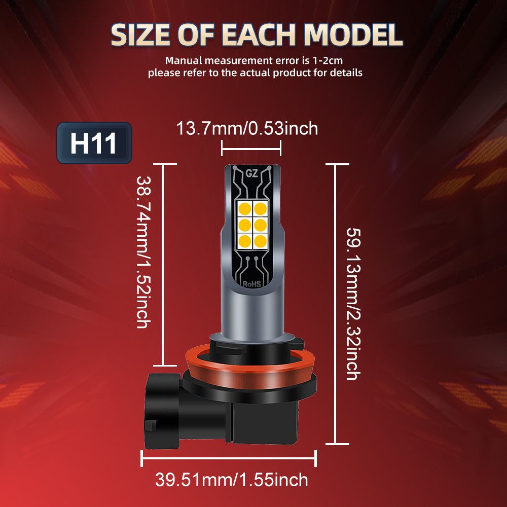 2 Stuks Led Mistlamp Blub H11  - Led Fog Light H11 3000K Yellow recensie en prijs