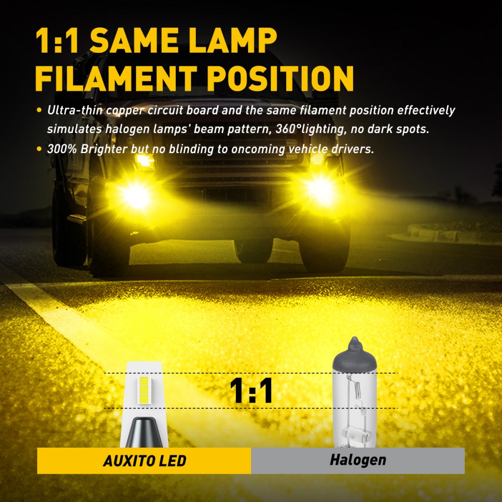 AUXITO 2 stks H11 H8 LED Mistl - Led Fog Light H11 3000K Yellow recensie en prijs