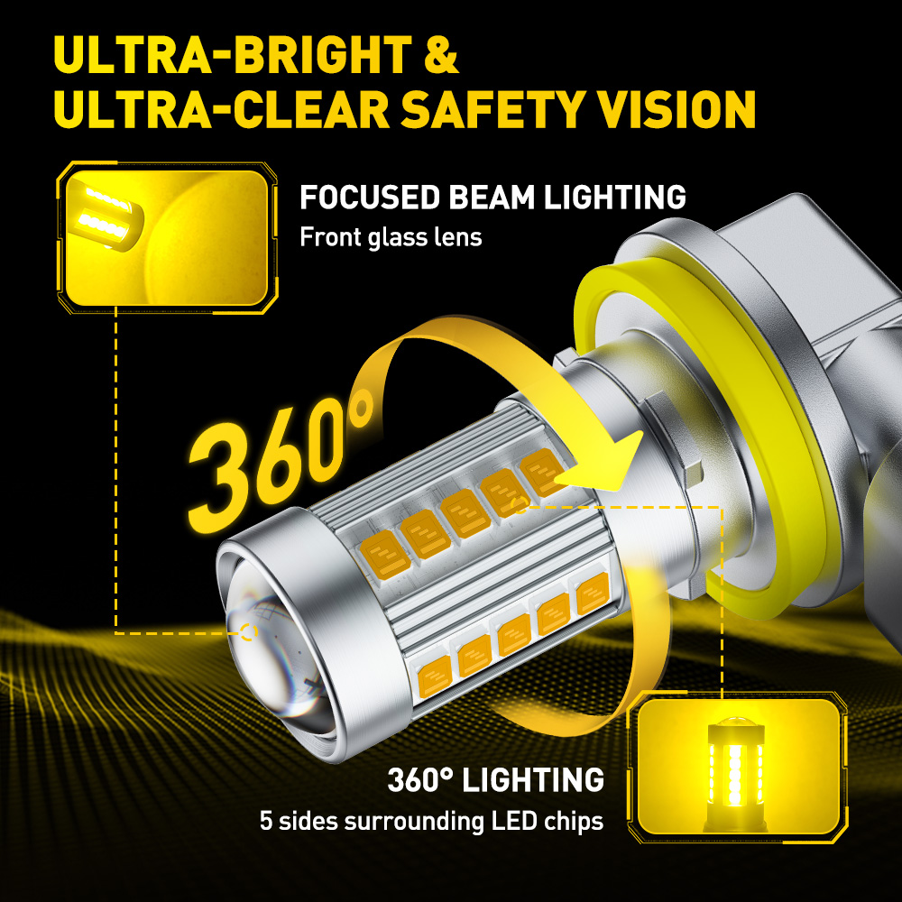 AUXITO 6G27 Mistlamp H8 H9 H11 - Led Fog Light H11 3000K Yellow recensie en prijs